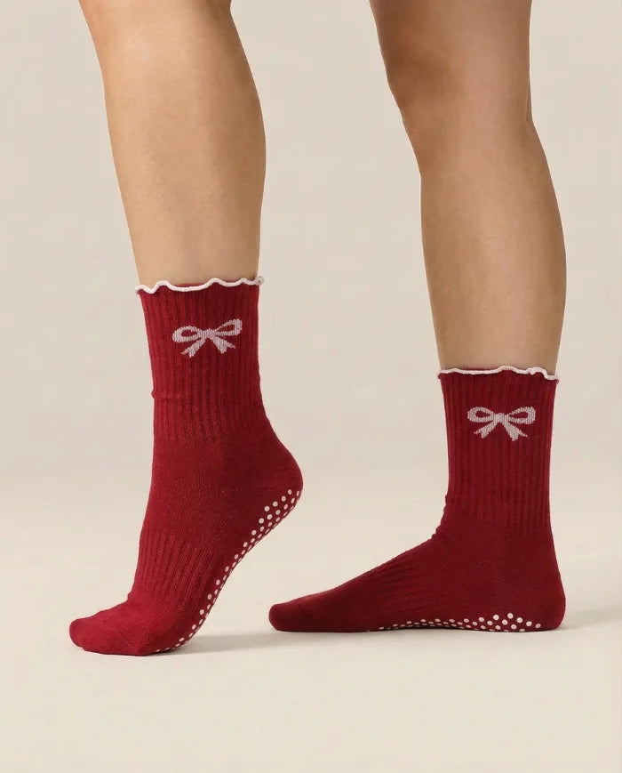 Grip Socks – Berry Bow