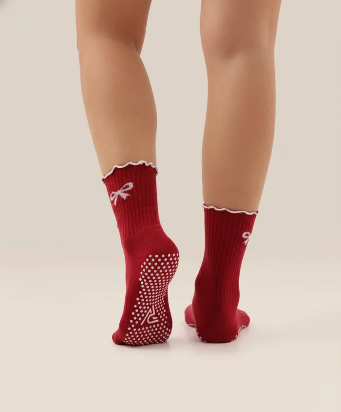 Grip Socks – Berry Bow